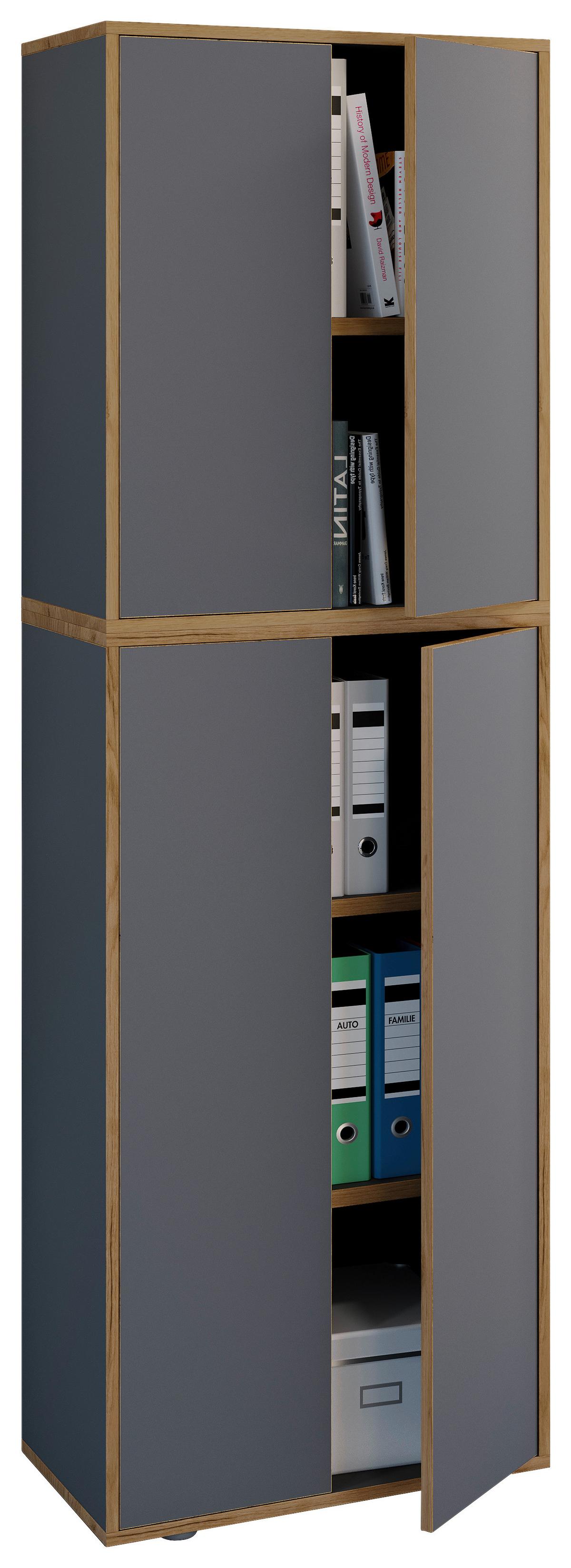 Arhivska Omara Salia B60, Antracit, Barva Hrasta - medeni hrast/antracit, Design, leseni material (60/183/33cm) - MID.YOU