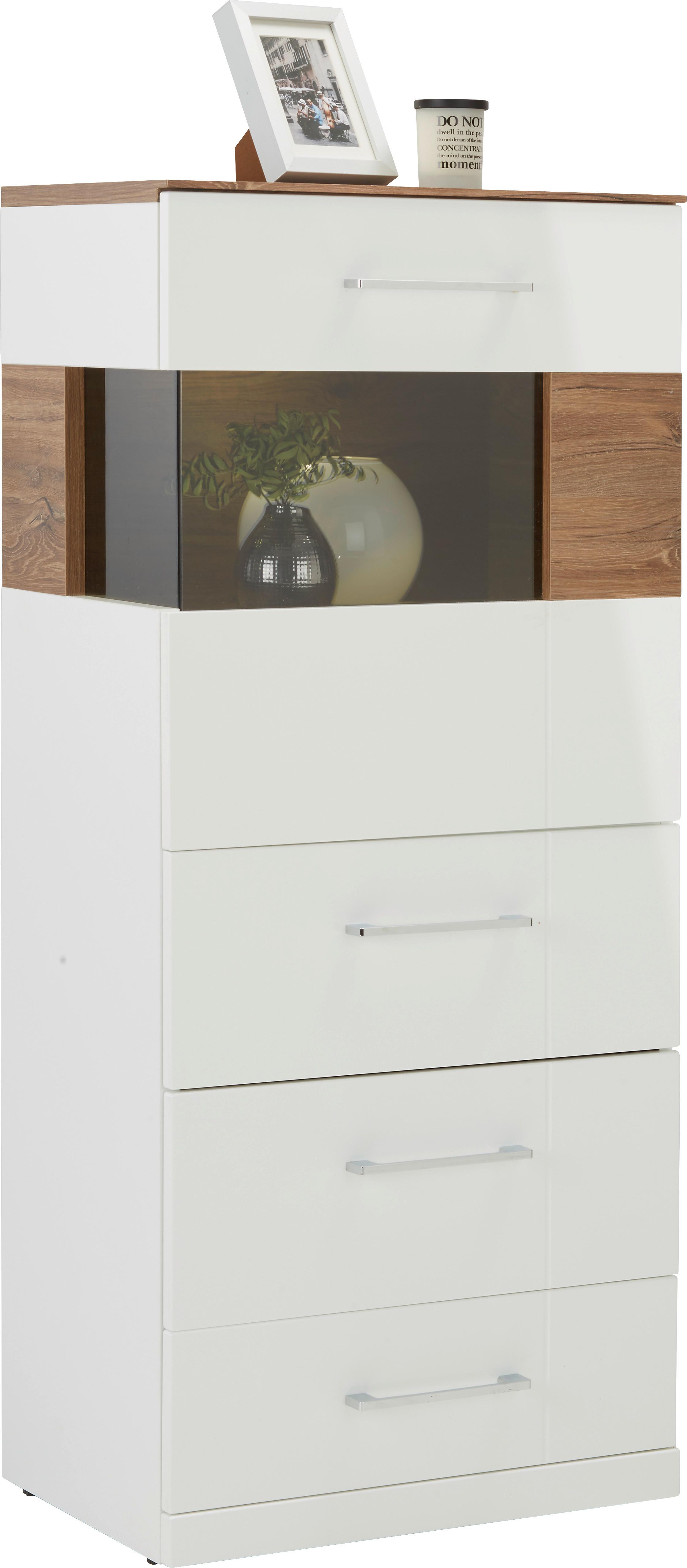 Kommode in Weiss Hochglanz - Weiss, Modern, Holz (60/137/40cm) - Premium Living