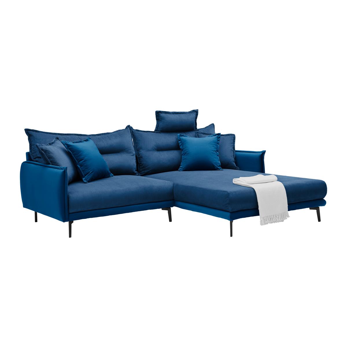 Ecksofa Nuovo Dunkelblau - Schwarz/Dunkelblau, MODERN, Textil/Metall (245/72-113/190cm) - Mömax