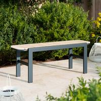 Gartenbank Marlo Schwarz Akazie - Akaziefarben, MODERN, Holz/Metall (126/47/40cm) - Bessagi Garden