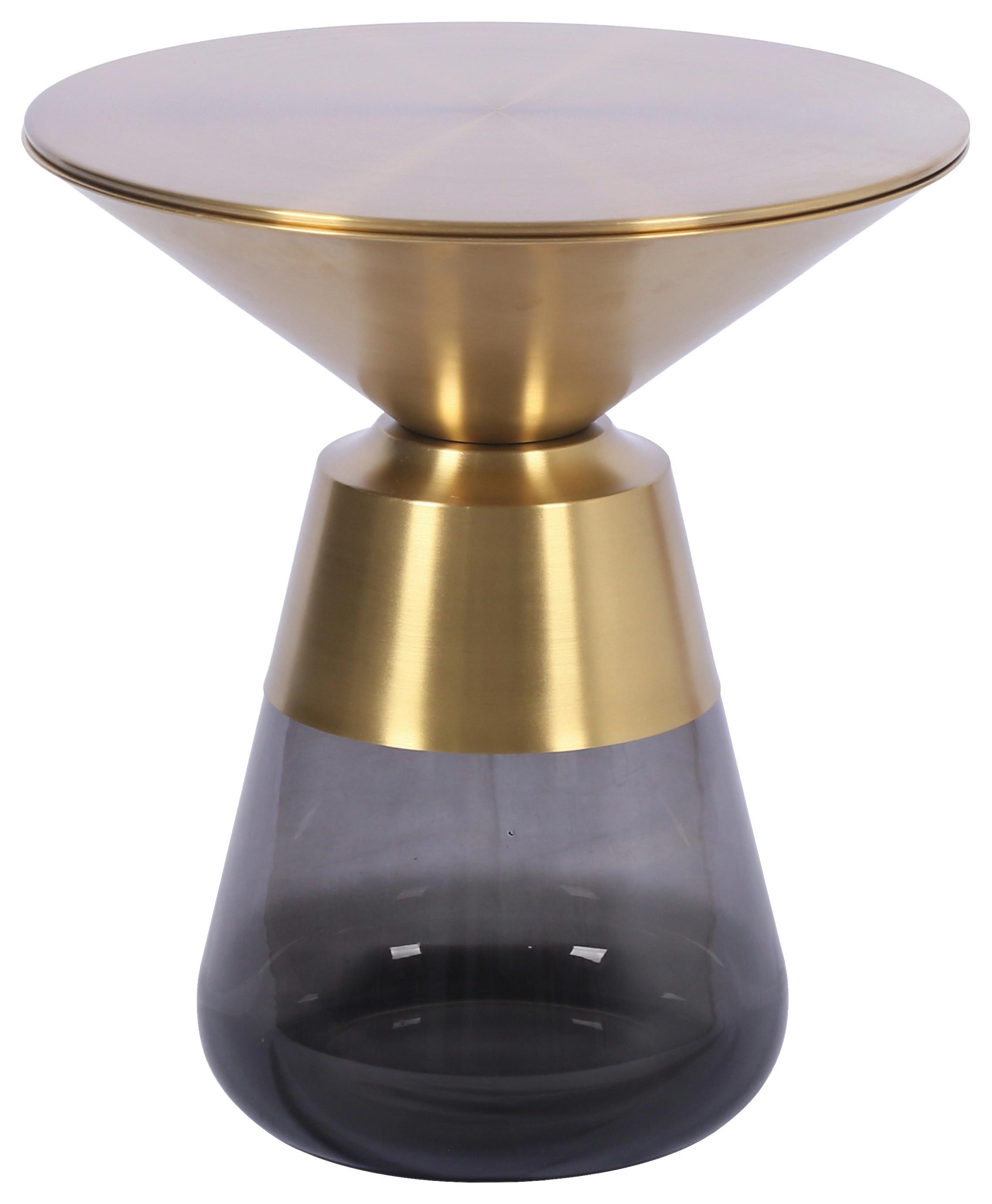 Kisasztal Baily - aranyszínű/szürke, Romantik / Landhaus, üveg/fém (48/54,5cm) - Premium Living