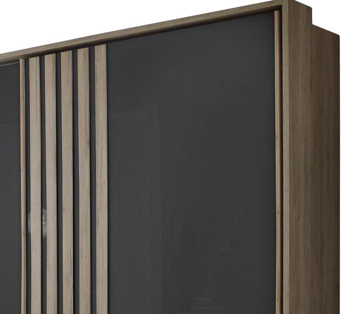 Ormar S Kliznim Vratima Mosbach - siva/boje hrasta, Design, staklo/drvni materijal (226/210/62cm) - MID.YOU