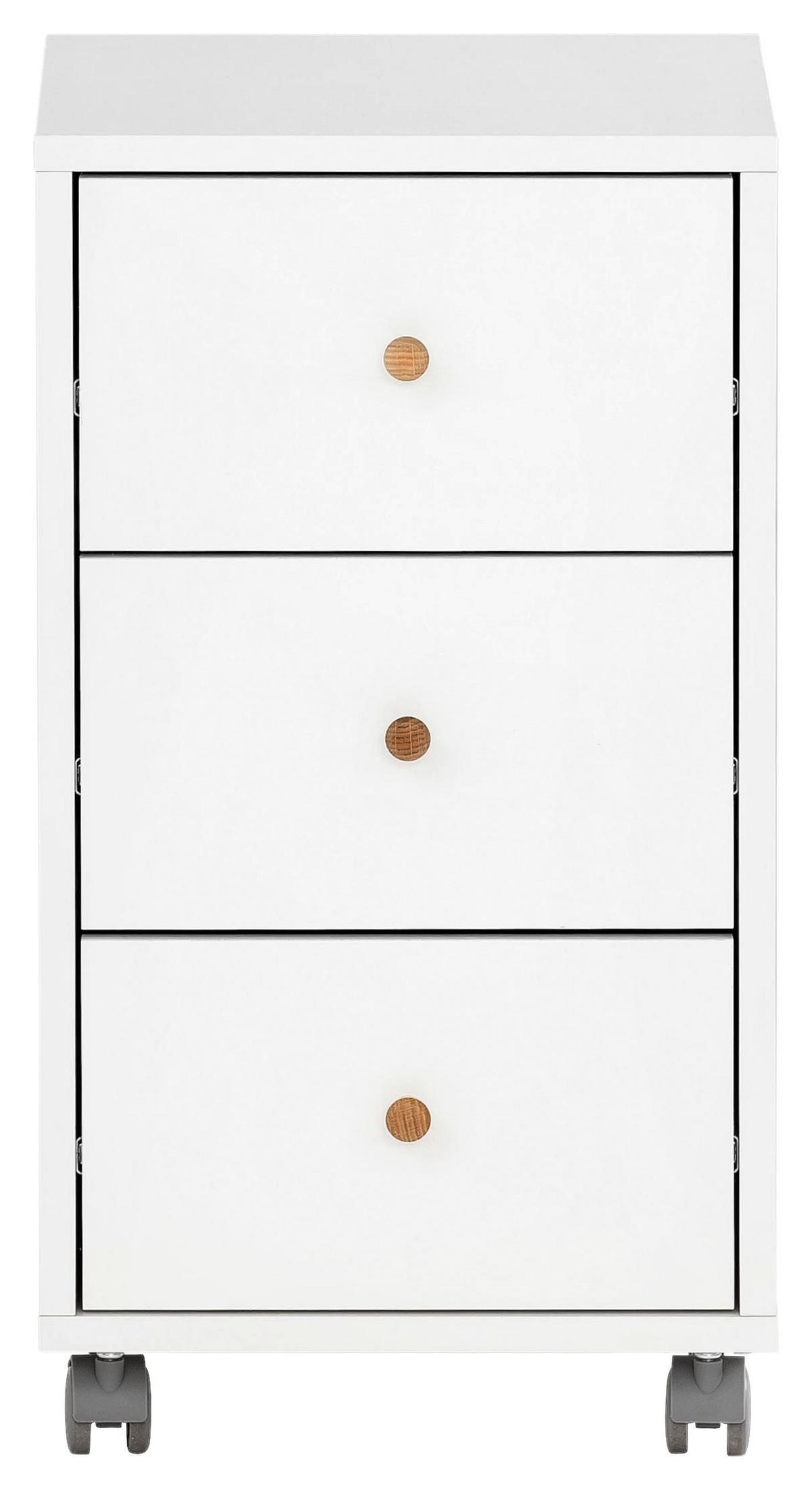 Rollcontainer Serie 500 Weiß ca. 32,6x59,7x39,1cm - Weiß, MODERN, Holz/Holzwerkstoff (32,6/59,7/39,1cm) - MID.YOU