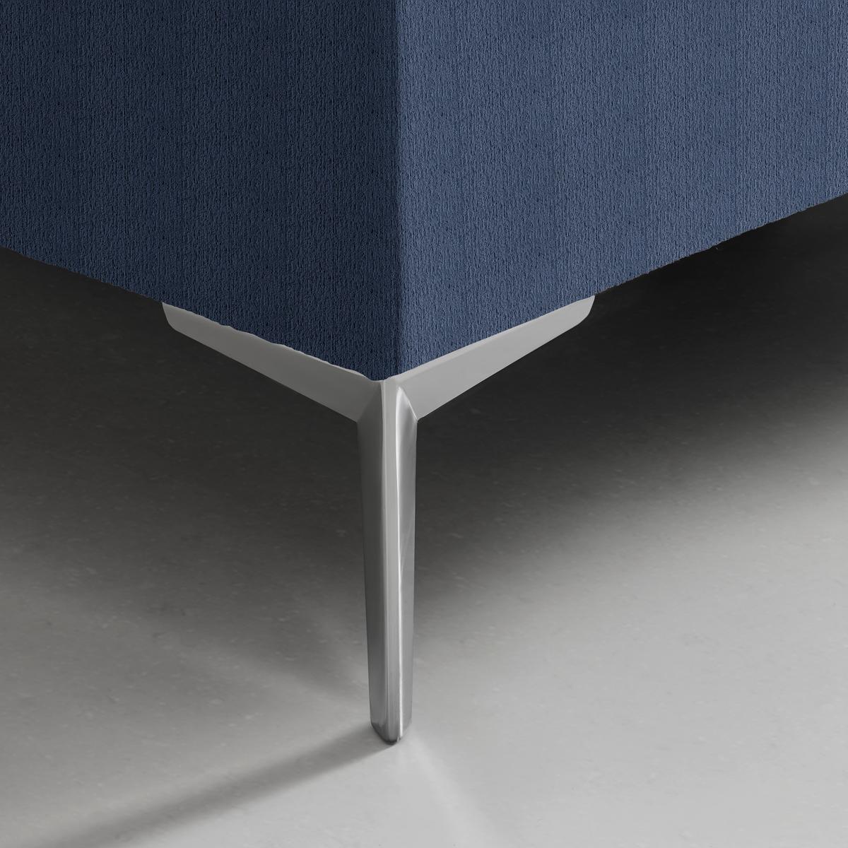 Boxspringbett Queen in Dunkelblau ca. 180x200cm - Chromfarben/Goldfarben, Konventionell, Textil (180/200cm) - Premium Living