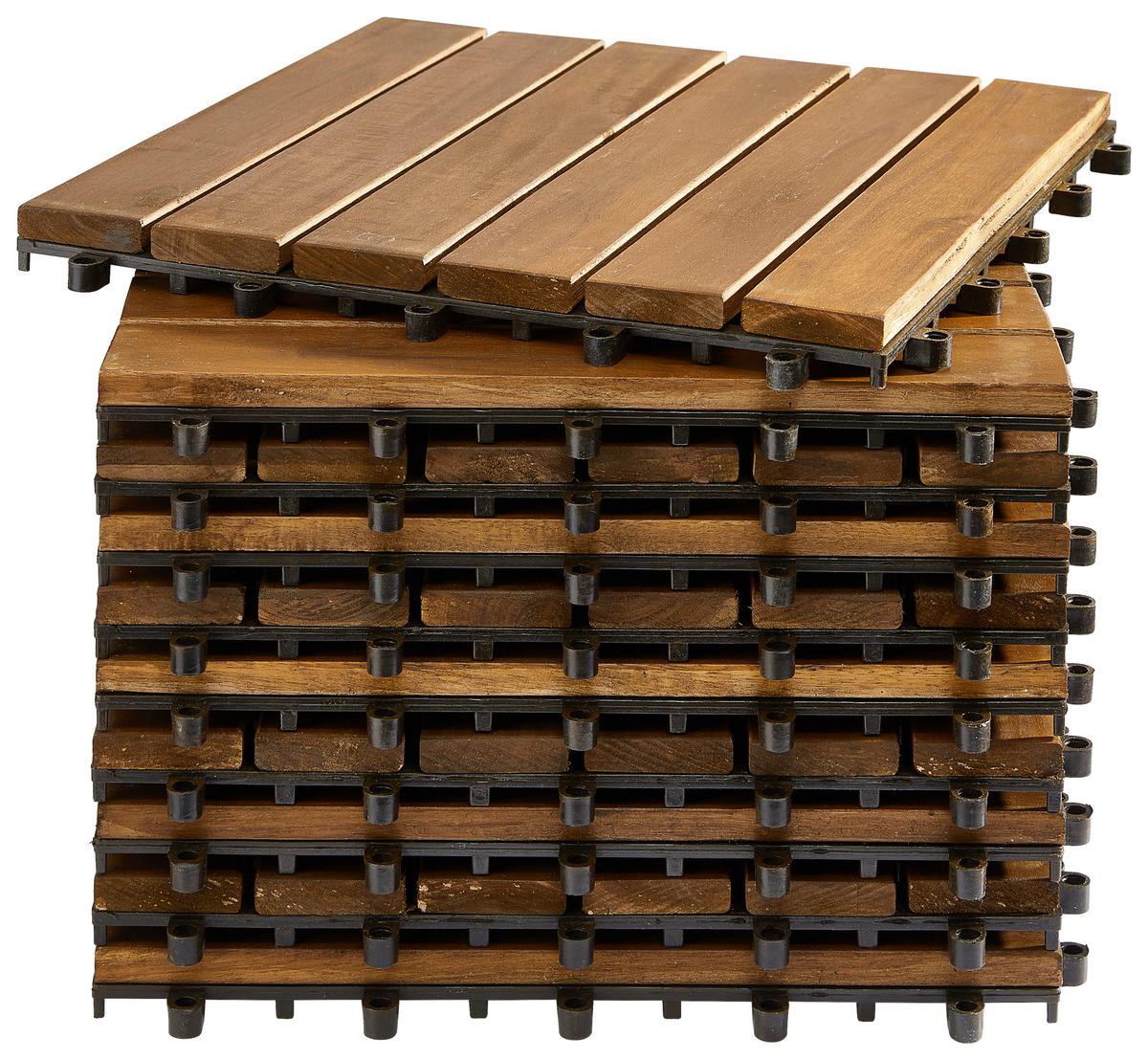 PŁYTKA TARASOWA AKACJOWA BRĄZOWA - czarny/ciemnobrązowy, Modern, tworzywo sztuczne/drewno (30/30/2,4cm) - Ambia Garden