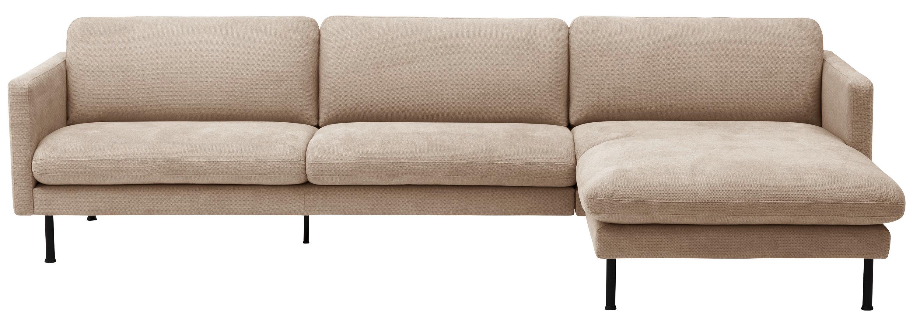 Ecksofa Nathan in Beige Flachgewebew. - Beige/Schwarz, MODERN, Textil/Metall (286/160cm) - Max Winzer