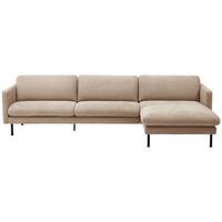 Ecksofa Nathan in Beige Flachgewebew. - Beige/Schwarz, MODERN, Textil/Metall (286/160cm) - Max Winzer