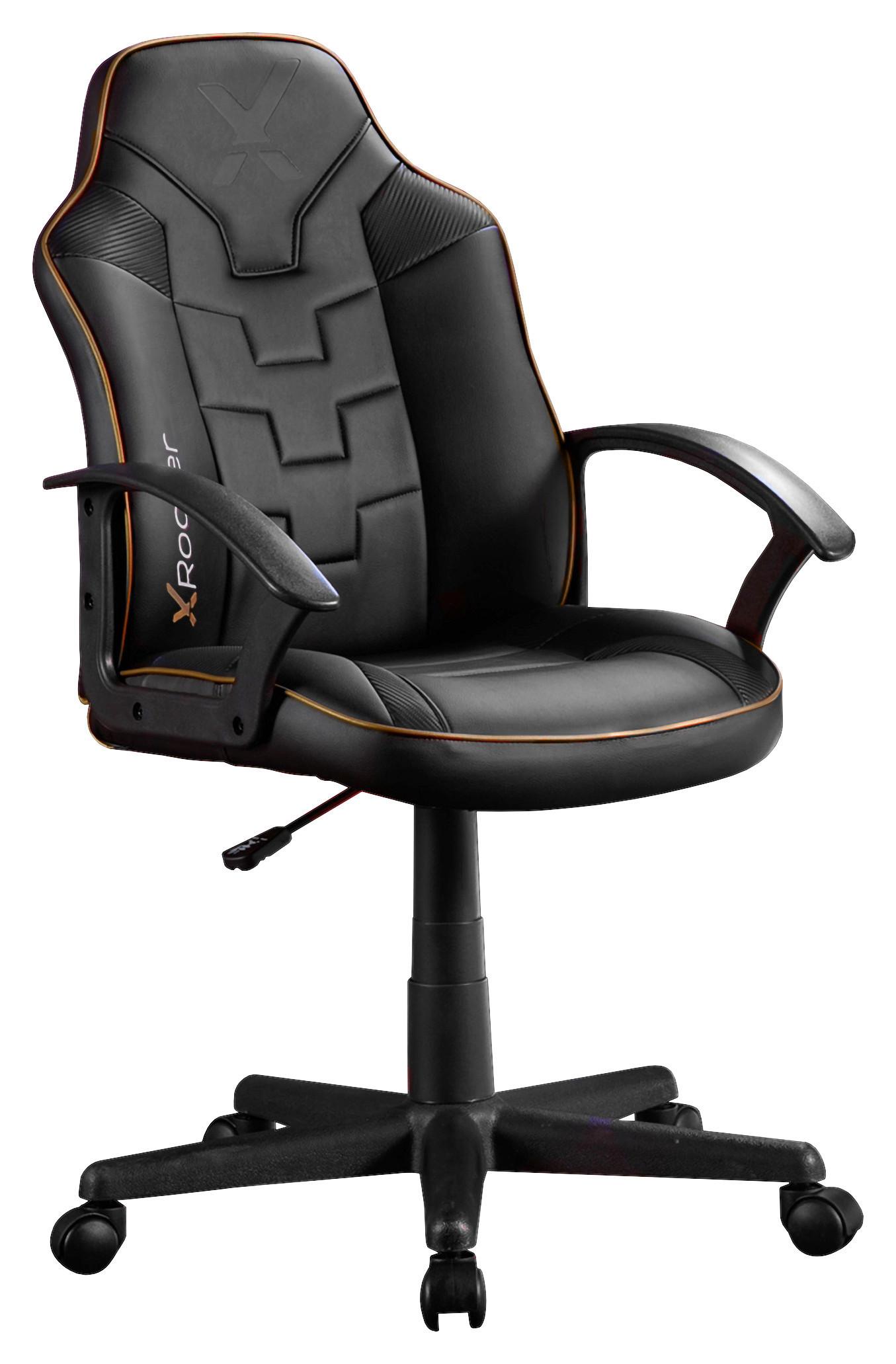 Gamingsessel Saturn ca. 57,5x 107,5x44 cm Schwarz - Goldfarben/Schwarz, MODERN, Textil (57,5/107,5/44cm) - X Rocker