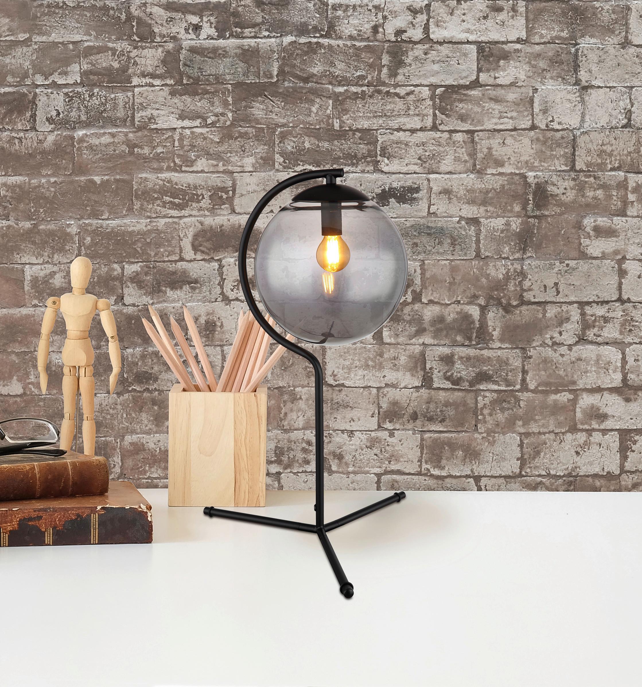TISCHLEUCHTE PORRY SCHWARZ D: 35CM 1-FLM. - Schwarz, Basics, Glas/Metall (35/50cm) - Globo