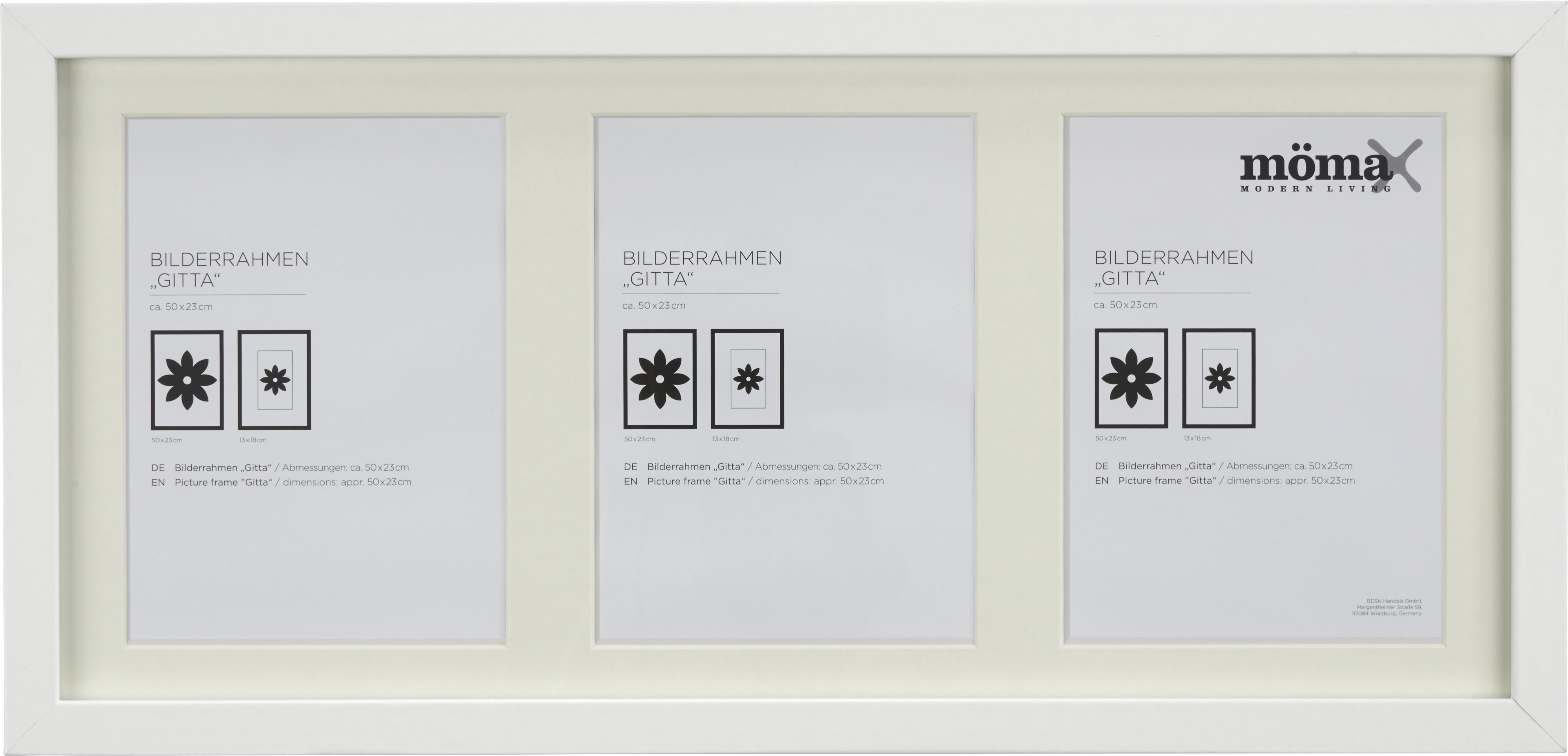 Bilderrahmen Gitta Weiß ca. 23x50cm - Weiß, MODERN, Glas/Holz (23/50cm) - Mömax modern living