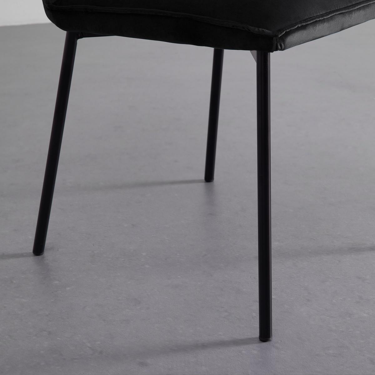 Stuhl Darla Schwarz Velours Gepolstert - Schwarz, MODERN, Holz/Textil (49cm) - Bessagi Home