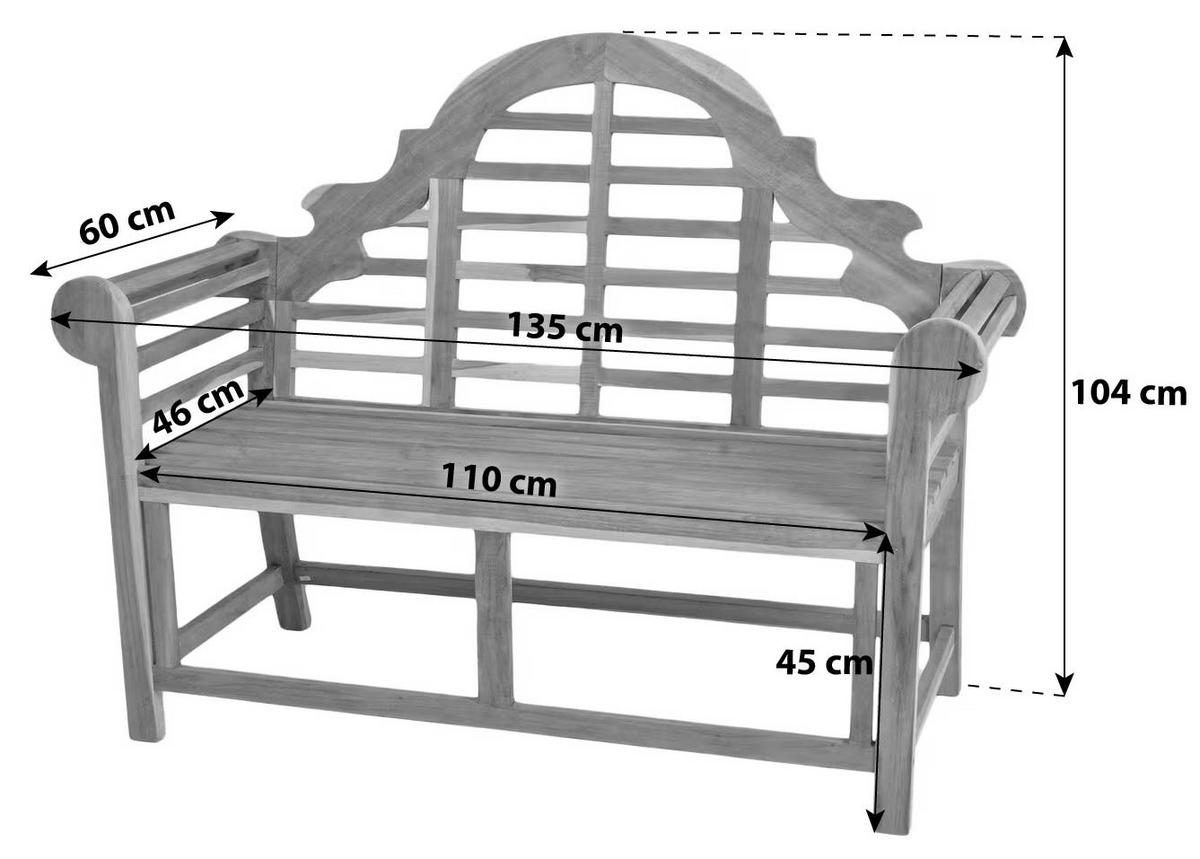 Gartenbank Holz Picadilli 2er-Sitzer ca. 135x104x60 cm - Naturfarben, Basics, Holz (135/104/60cm) - Gardenson