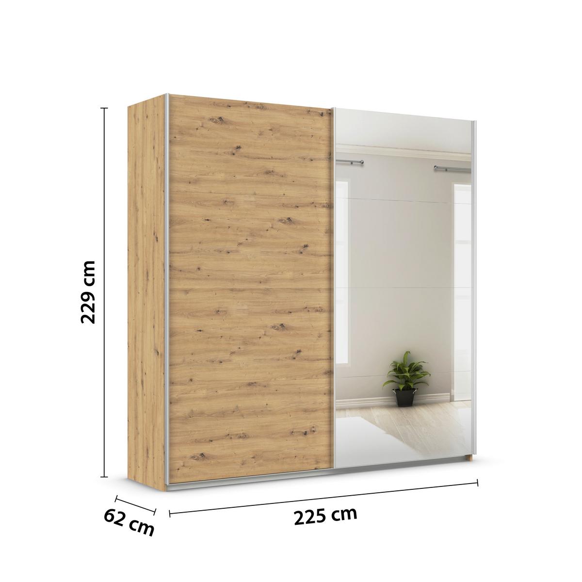 DULAP USI CULISANTE FELDKIRCH - argintiu/stejar Artisan, Modern, material pe bază de lemn (225/229/62cm)