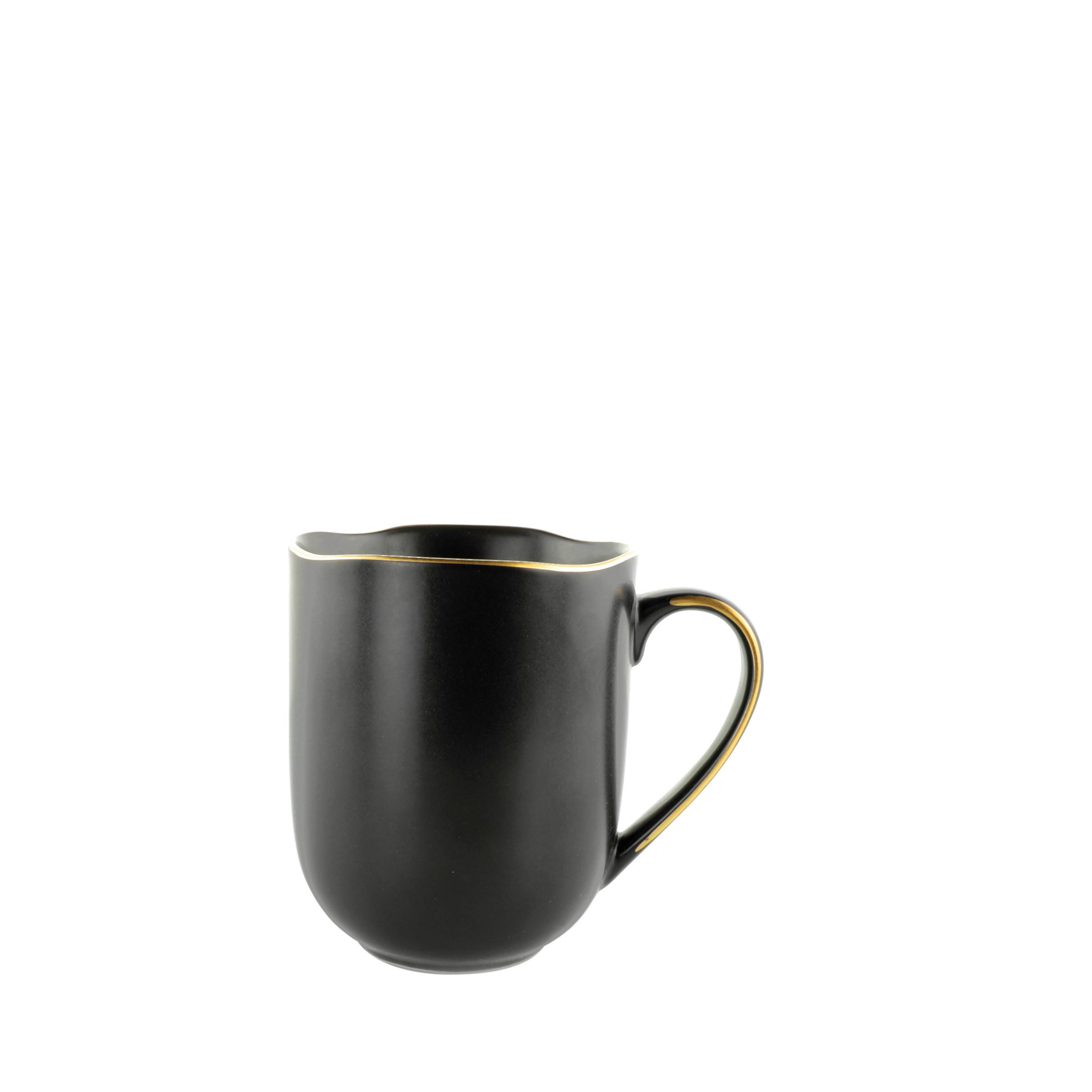 Kaffeebecher Onix aus Porzellan ca. 350ml - Goldfarben/Schwarz, Modern, Keramik (350ml) - Mömax