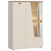 Vitrină CUT OUT - cașmir/culoare lemn stejar, Modern, sticlă/material pe bază de lemn (95/140/40cm) - Premium Living