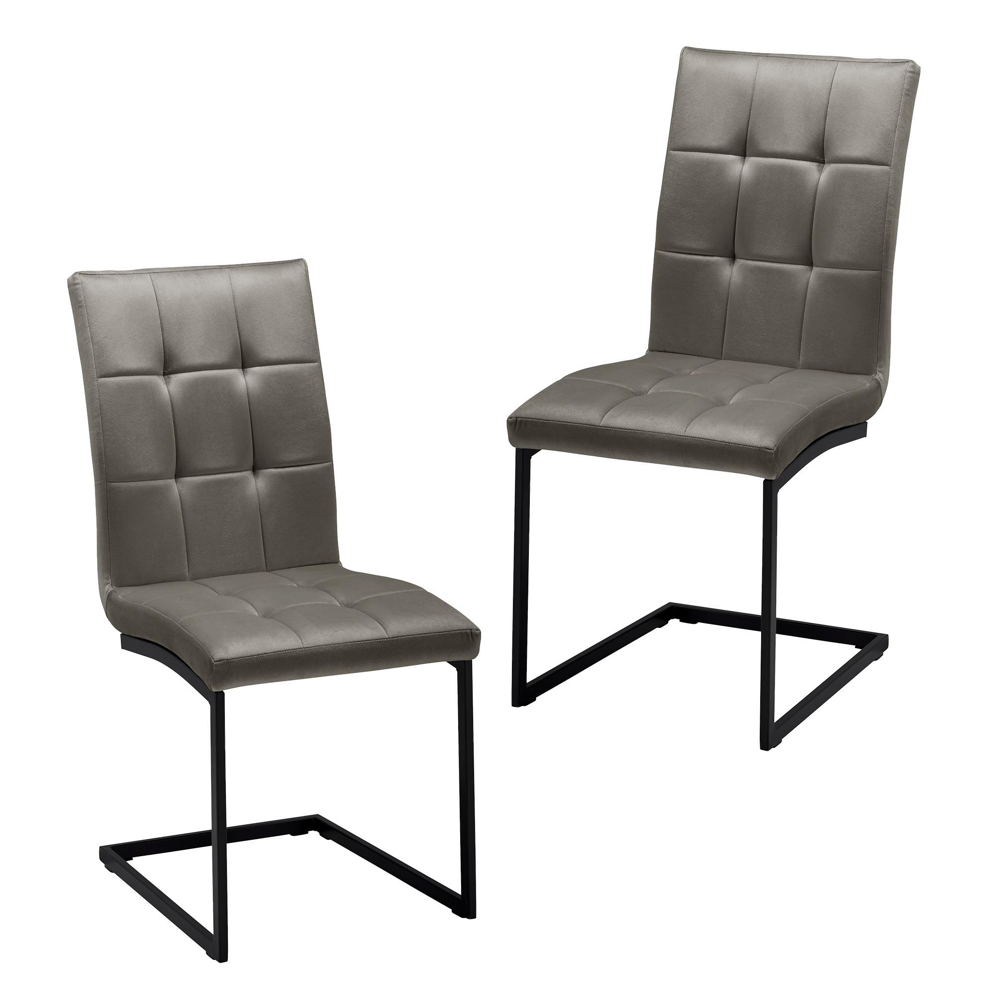 ZESTAW KRZESEŁ NA PŁOZIE MELA - czarny/szary, Modern, metal/tkanina (44/95/60cm) - Bessagi Home