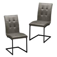 ZESTAW KRZESEŁ NA PŁOZIE MELA - czarny/szary, Modern, metal/tkanina (44/95/60cm) - Bessagi Home