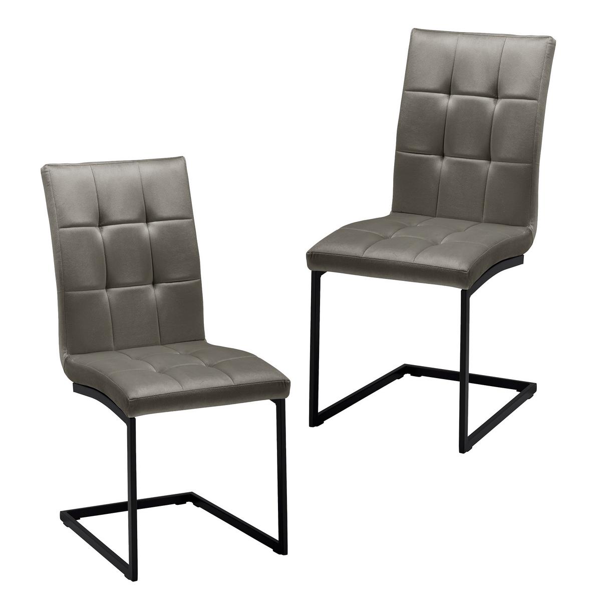 ZESTAW KRZESEŁ NA PŁOZIE MELA - czarny/szary, Modern, metal/tkanina (44/95/60cm) - Bessagi Home