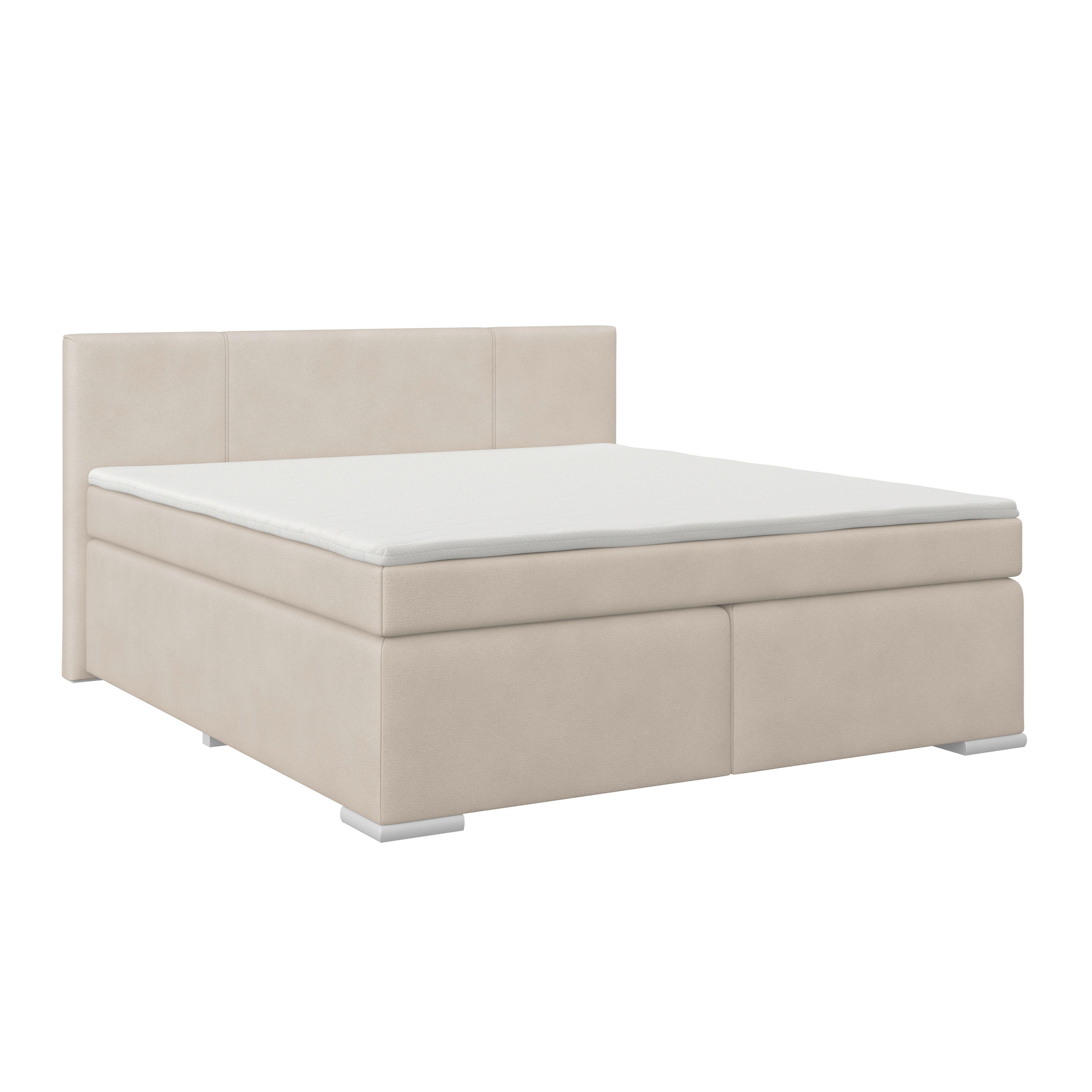 Boxspring Krevet Mira 1 - krem, Basics, metal/tekstil (160/200cm)