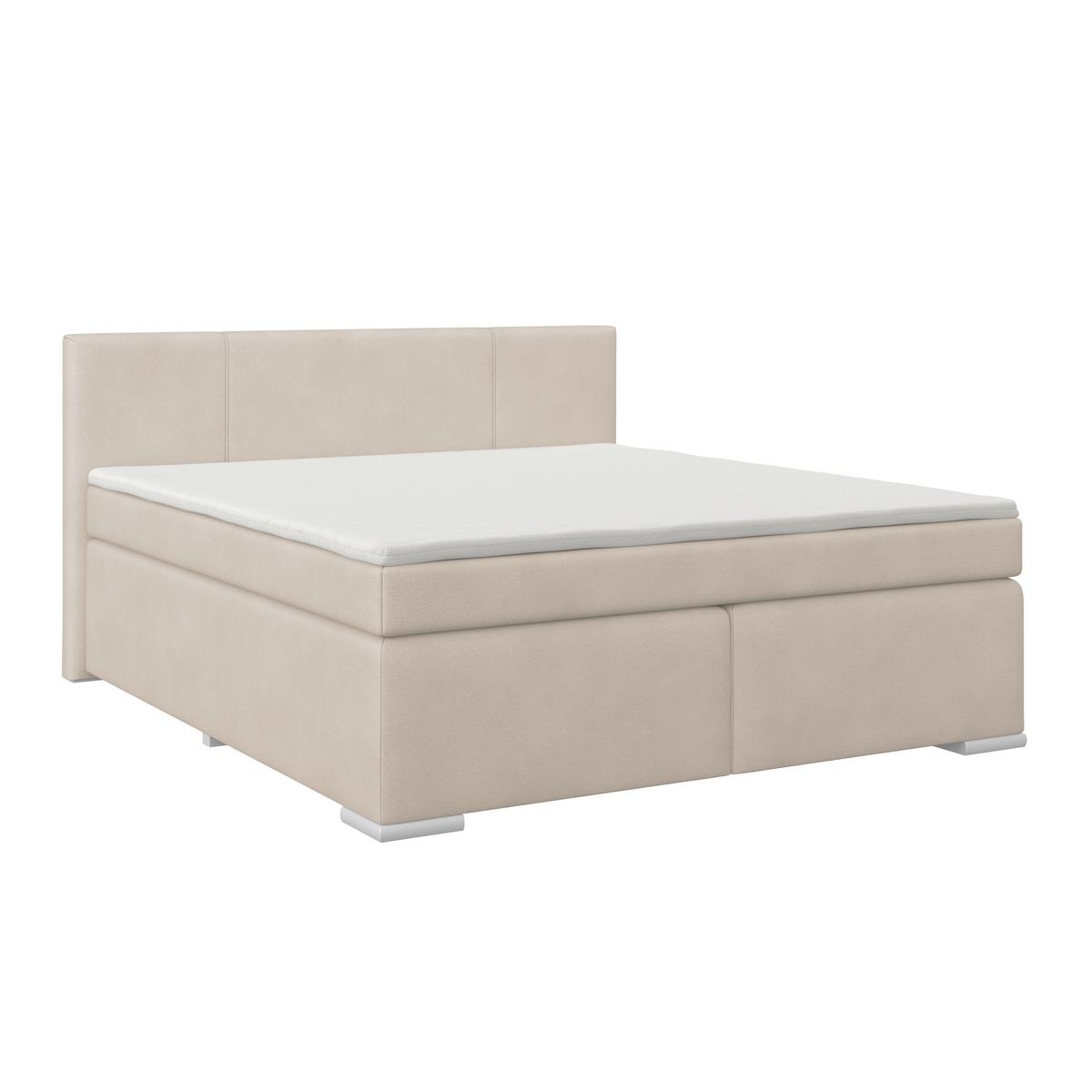 Boxspring Krevet Mira 1 - krem, Basics, metal/tekstil (160/200cm)
