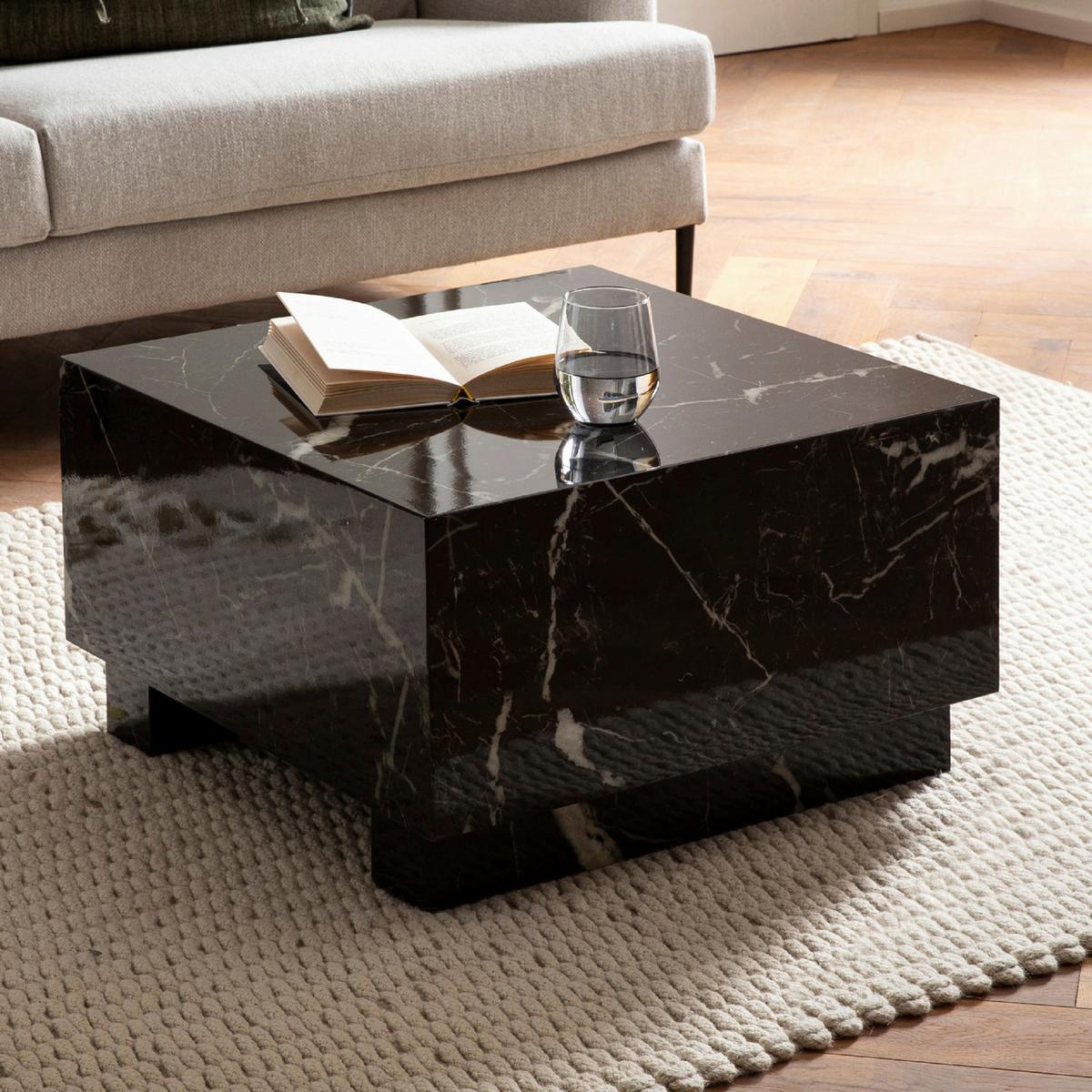 Klubska Miza Monobloc Wl6.851 - črna/visoki sijaj, Trendi, leseni material (60/60/35cm) - Livetastic