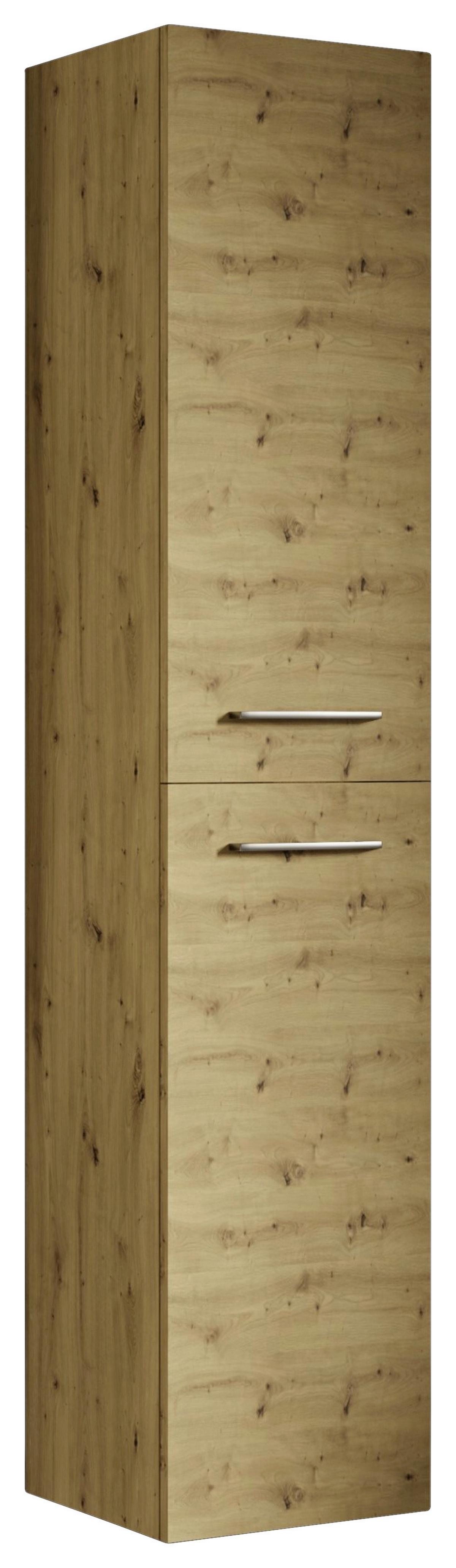 Magasszekrény Nataly - Artisan tölgy/ezüstszínű, Basics, faalapú anyag/fém (30/130/32cm)