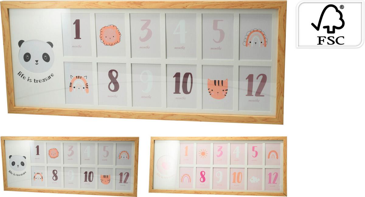 Kollázs Képkeret Baby - natúr, faalapú anyag (60/25/1,8cm)