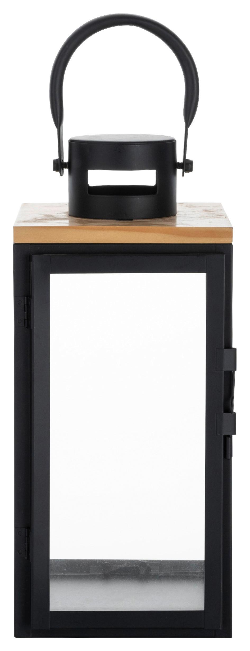 Laterne Pure in Schwarz - Schwarz, Glas/Holzwerkstoff (13/29/14cm) - Premium Living