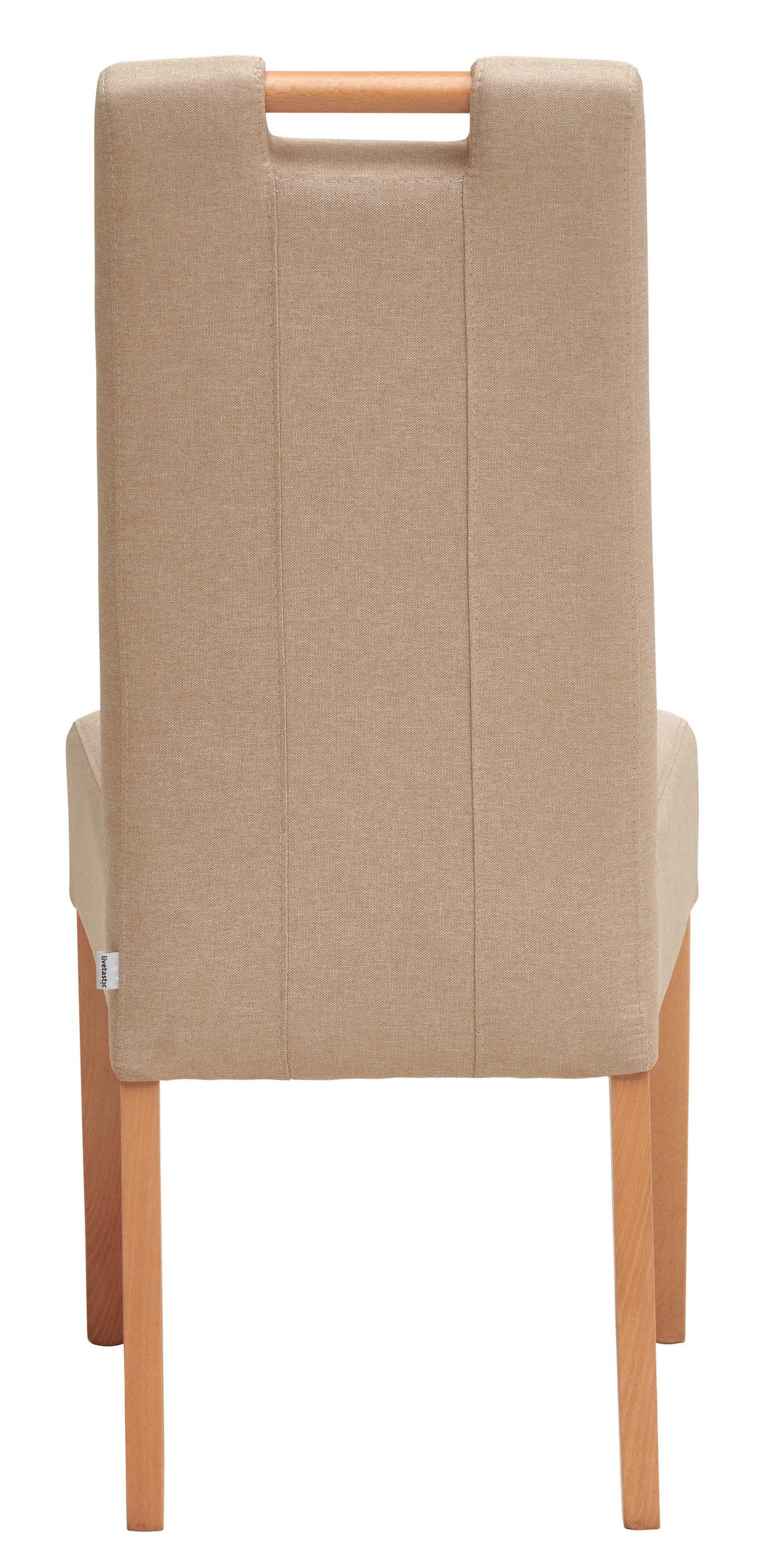KRZESŁO JASMIN - kolor naturalny/taupe, Modern, drewno/tkanina (46/101/62cm) - Livetastic