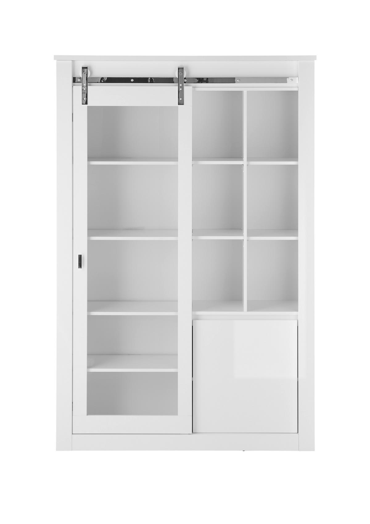 Vitrine Daytona Weiß - Chromfarben/Weiß Hochglanz, Design, Holzwerkstoff/Metall (133/201/38cm) - Livetastic