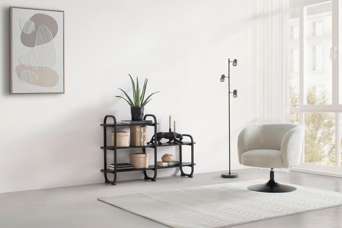 Polc Bend - fekete, Modern, faalapú anyag/fém (115/72/27cm) - Mömax