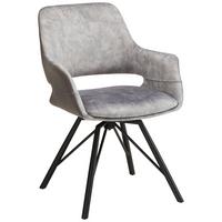 Naslanjač Adriana Vrtljiv, Siva - siva/črna, Moderno, kovina/tekstil (61/85/62,5cm) - Premium Living