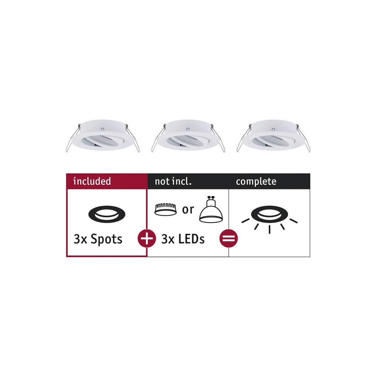 Deckenleuchte Choose! Spot Set max. 10 Watt, 3-teilig - Alufarben/Weiß, Basics, Metall (8,4cm) - Paulmann