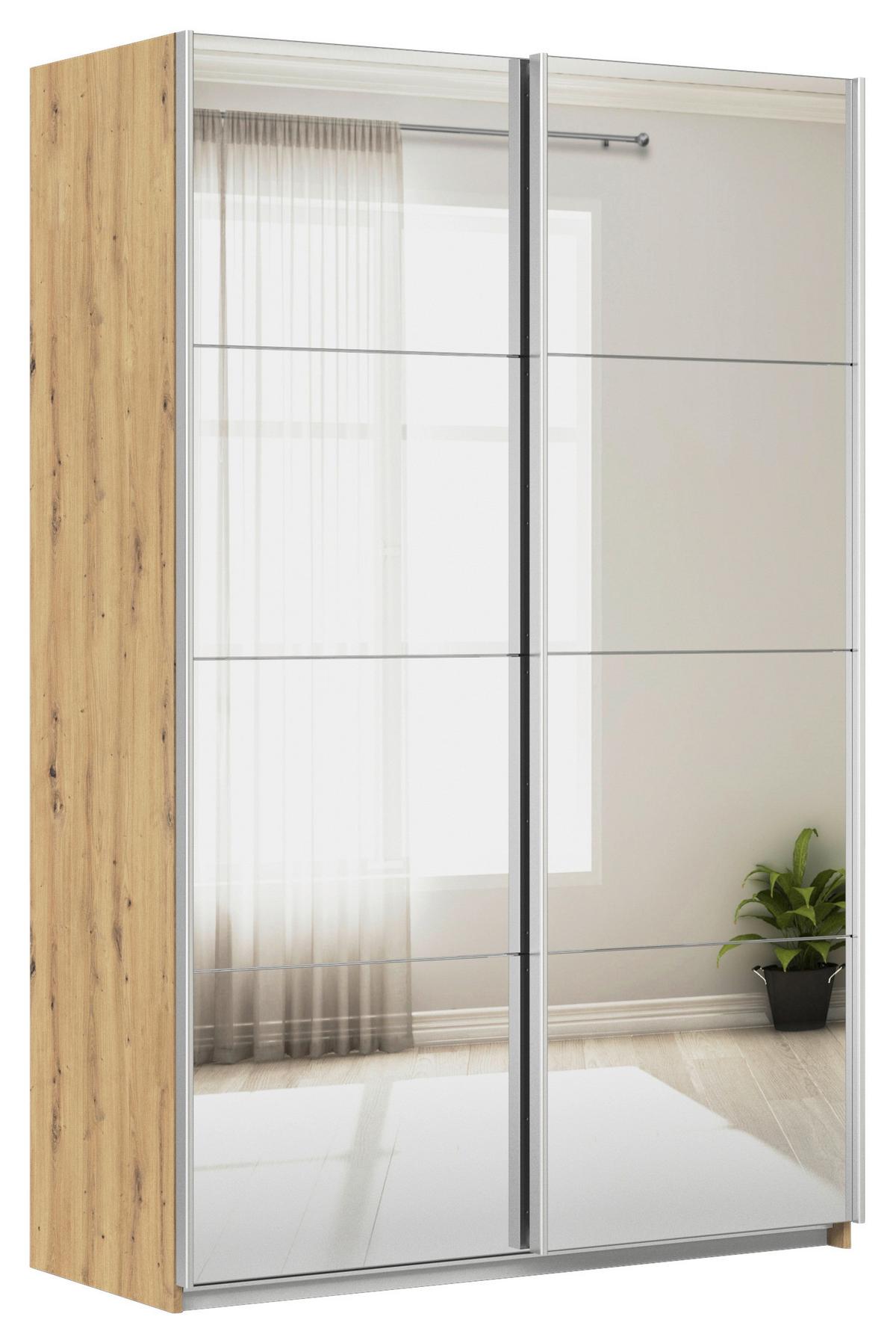 Ormar S Kliznim Vratima Feldkirch - srebrne boje/hrast Artisan, Moderno, drvni materijal/metal (136/210/62cm) - Modern Living