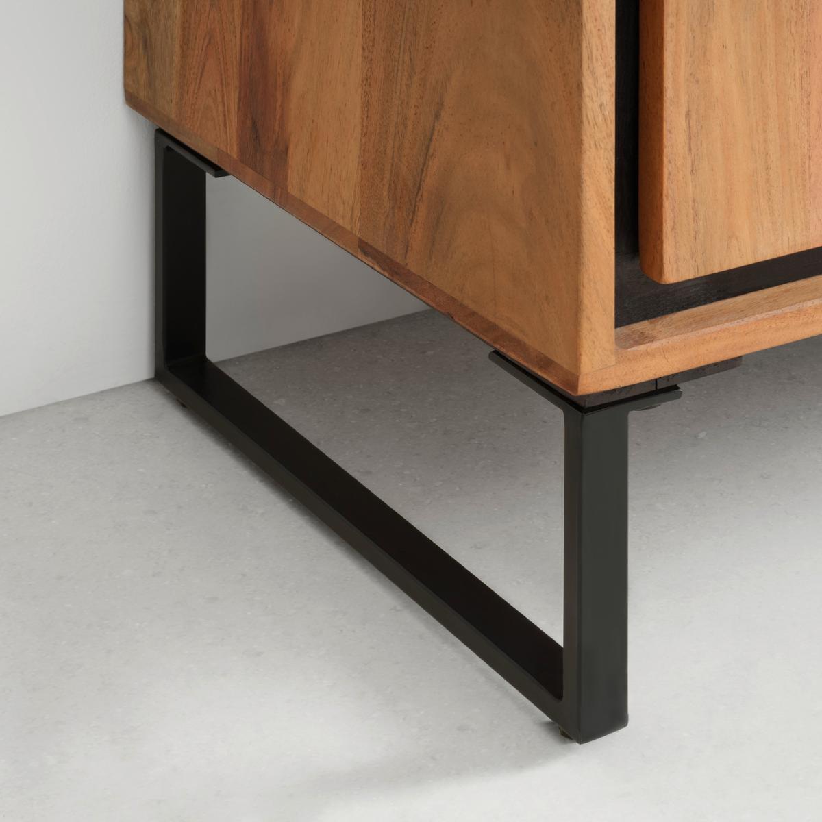 Vstavljivi Regal Za Komodo Shiva, Iz Akacijevega Lesa - črna/barve akacije, Moderno, kovina/les (88/195/40cm) - Zandiara