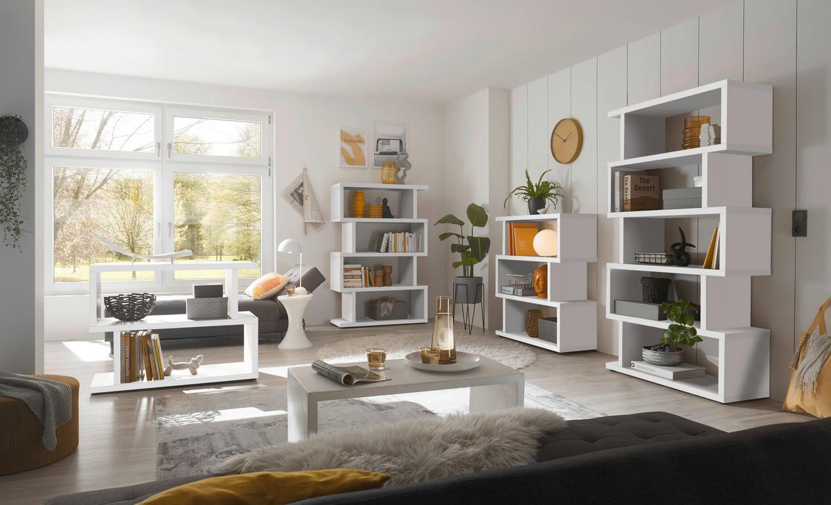 Stenski Regal York, Bela - črna/bela, Basics, leseni material (100/80/38cm) - Modern Living