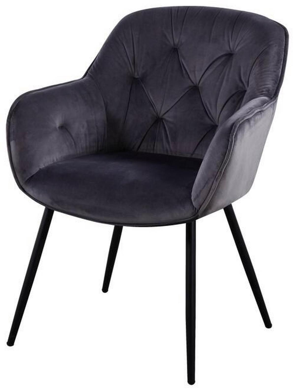 KRZESŁO Z PODŁOKIETNIKAMI SALERNO - czarny/szary, Modern, metal/tkanina (63/87/64cm) - MID.YOU