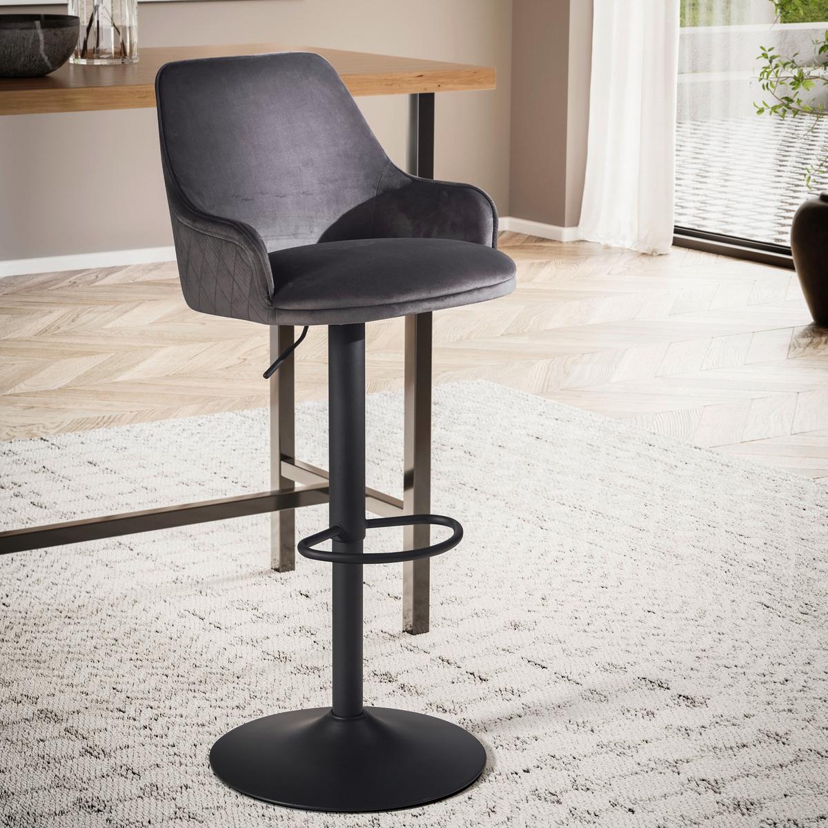 Barski Stol Wl7.006 - siva/črna, Design, kovina/tekstil (45/106/45cm) - MID.YOU