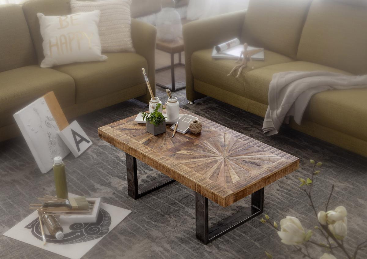 Klubska Miza Couchtisch - naravne barve/antracit, Trendi, kovina/les (105/55/40cm) - MID.YOU