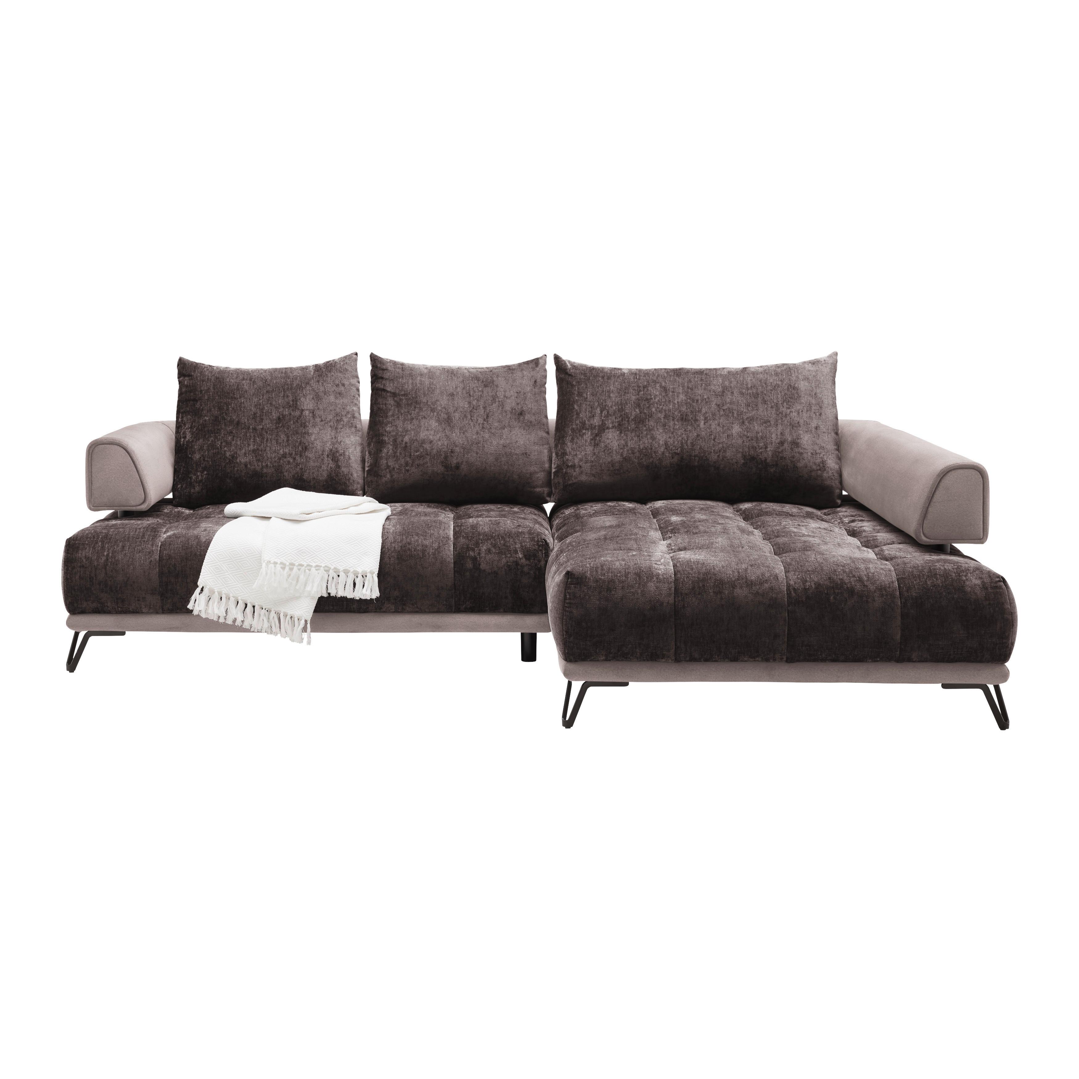 Ecksofa Morgan Taupe - Taupe/Schwarz, MODERN, Textil/Metall (262/67-87/184cm) - Mömax