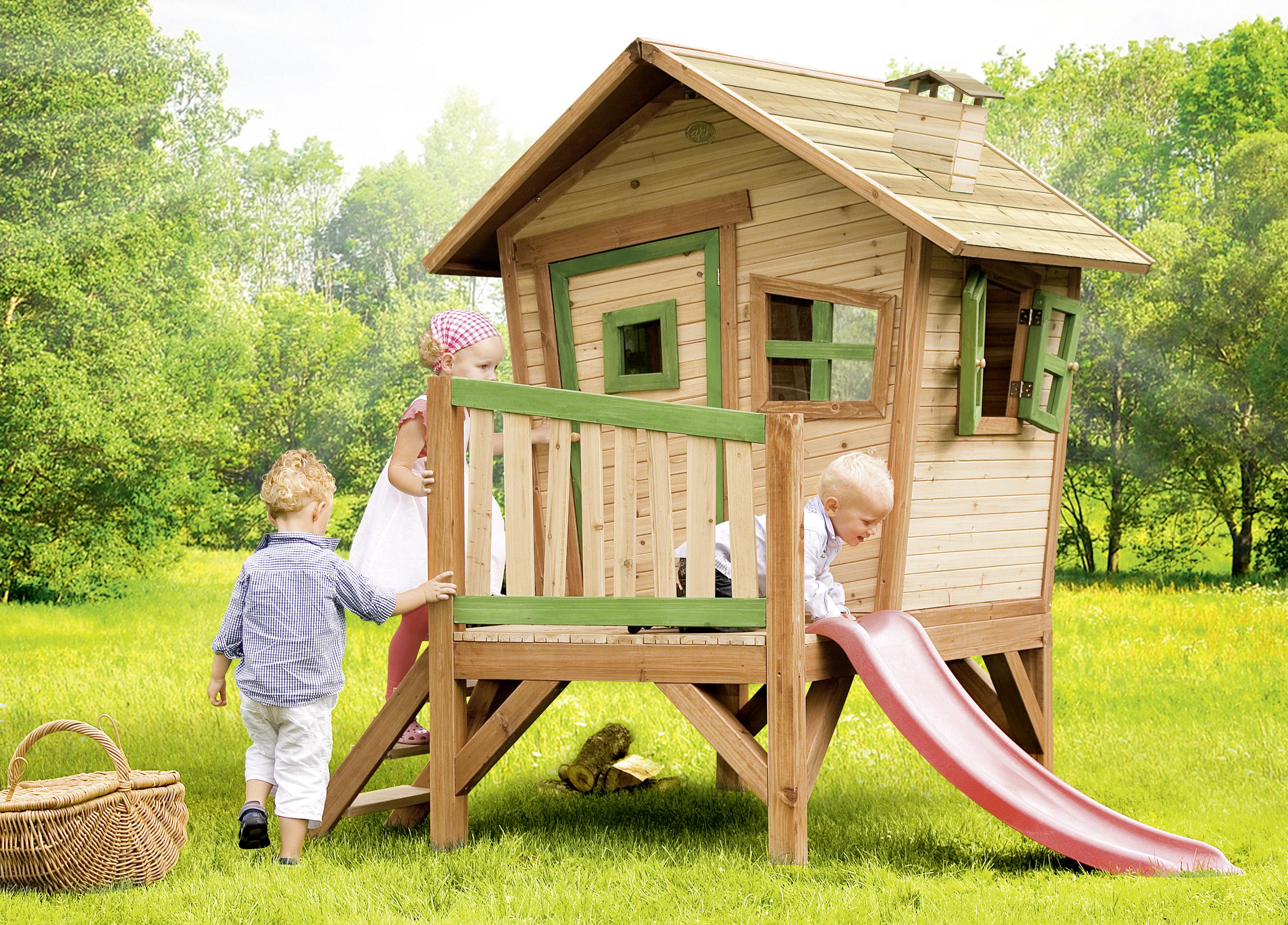 Spielhaus Axi Robin aus Zedernholz - Rot/Braun, Trend, Holz (262/203/157cm) - Ambia Garden