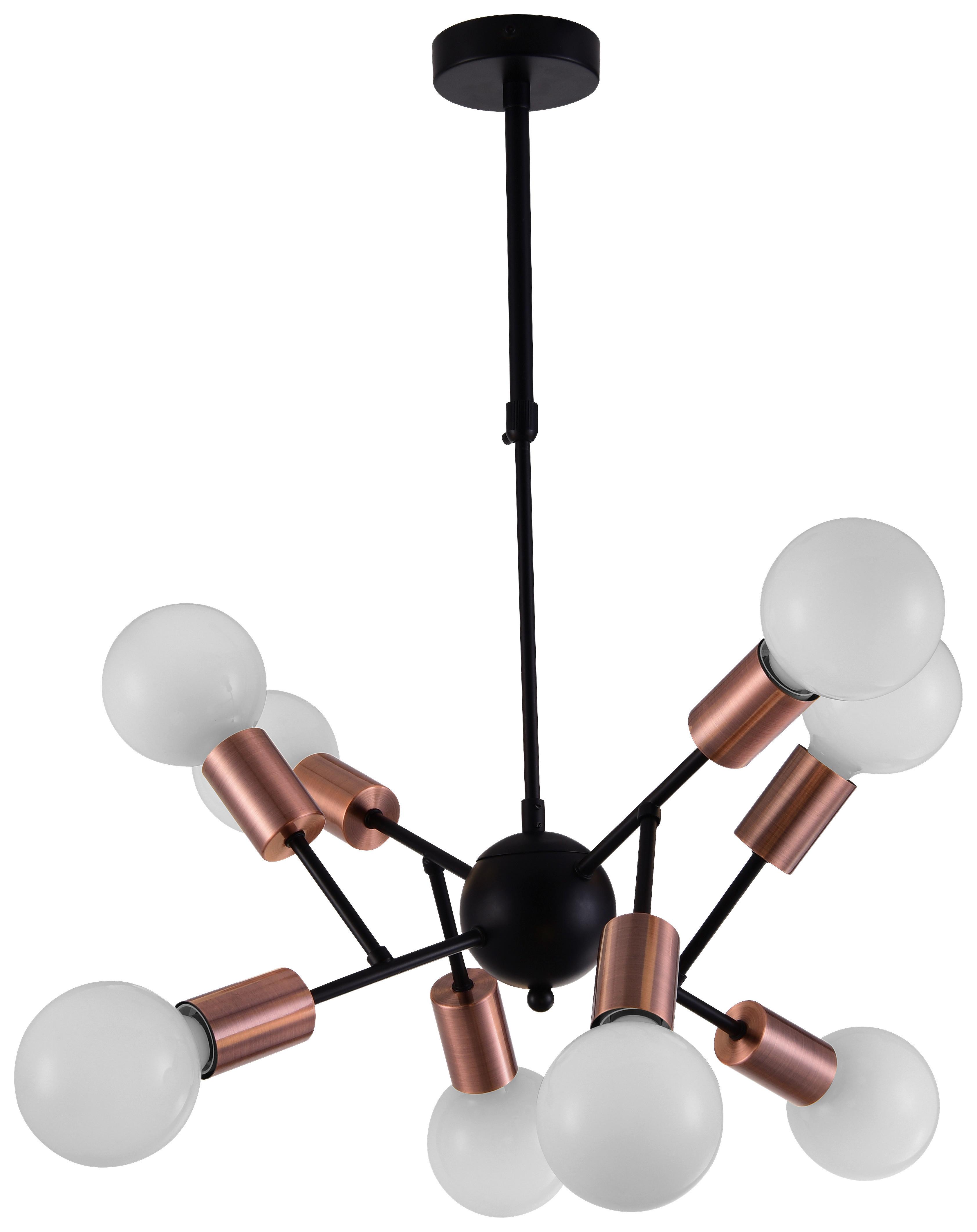 8 Égős Függőlámpa Ball - bronz/fekete, fém (72.5/63/63cm)