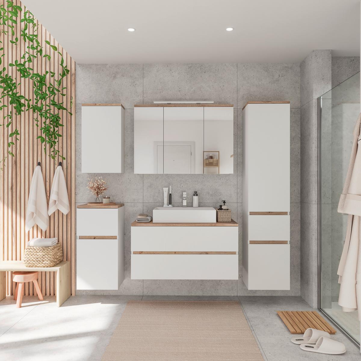 Omarica Za Pod Umivalnik Marbella, Bela, Hrast - bela, Moderno, leseni material/keramika (100/64,5/47cm) - Mömax