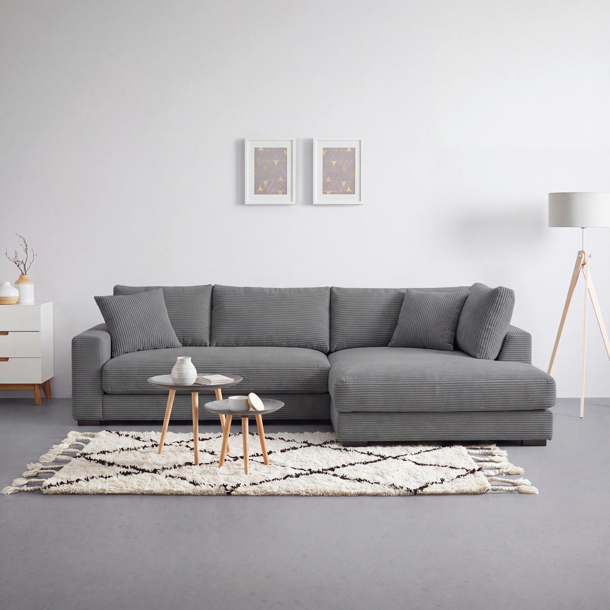 Ecksofa Pedro Grau - Schwarz/Grau, MODERN, Kunststoff/Textil (300/190cm) - Mömax