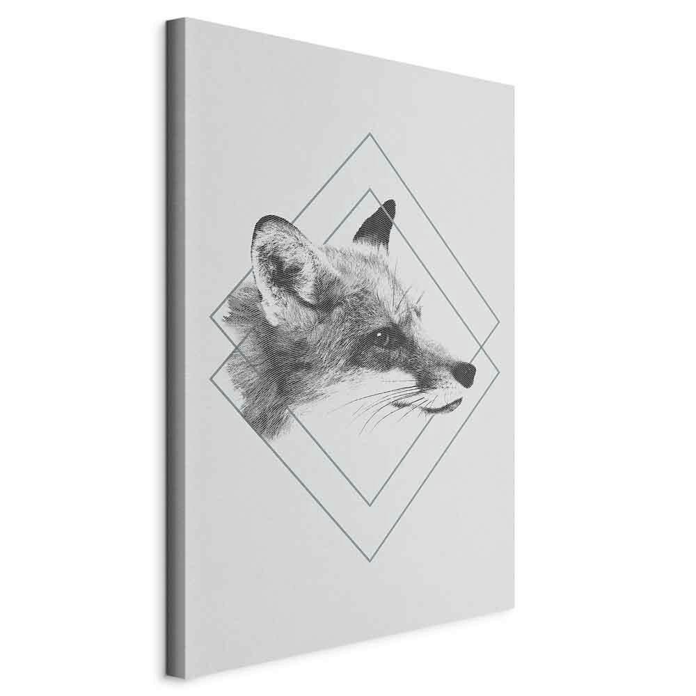 Slika Na Platnu Clever Fox - temno siva/svetlo siva, Basics, tekstil/leseni material (40/60/1,2cm) - artgeist