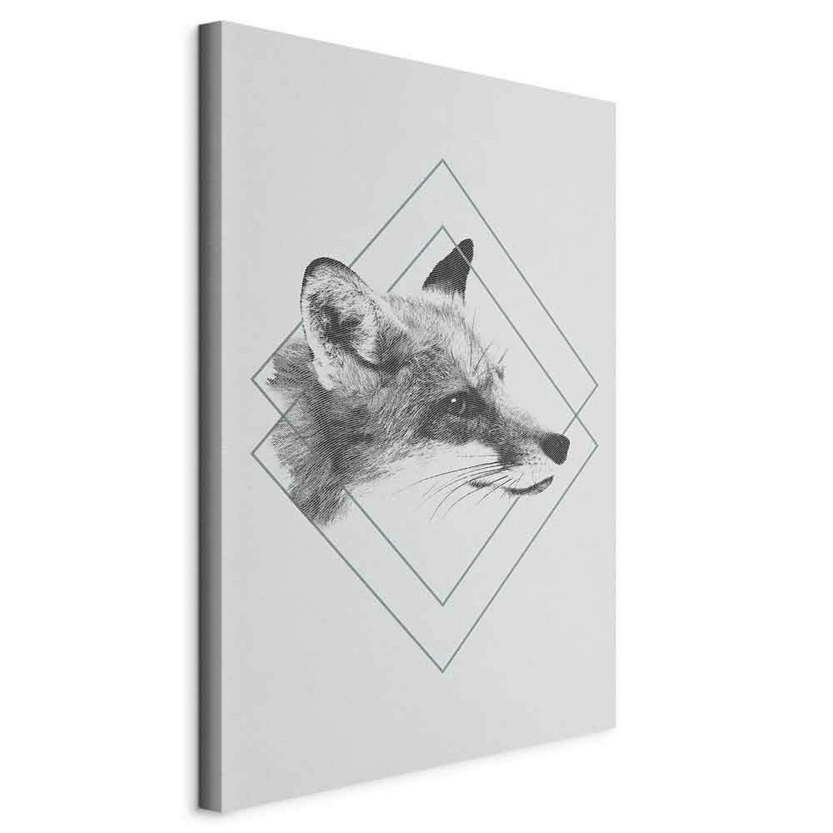 Slika Na Platnu Clever Fox - temno siva/svetlo siva, Basics, tekstil/leseni material (40/60/1,2cm) - artgeist