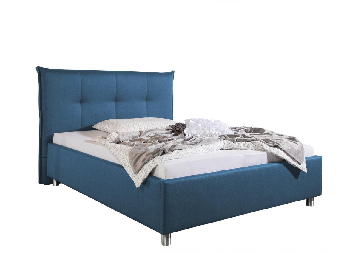 Polsterbett Fraser Blau ca. 160x200 cm - Blau/Alufarben, MODERN, Textil/Metall (160/200cm) - Livetastic