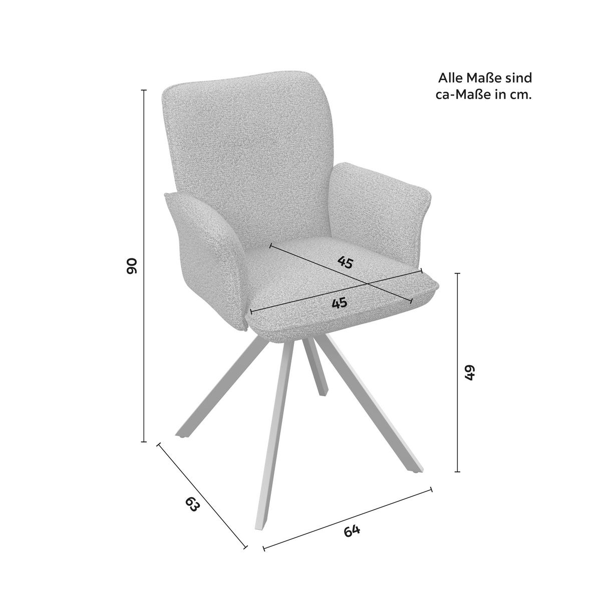 Armlehnstuhl Tess Braun Chenille Drehbar Gepolstert - Schwarz/Braun, MODERN, Holz/Textil (65/87/64cm) - Bessagi Home