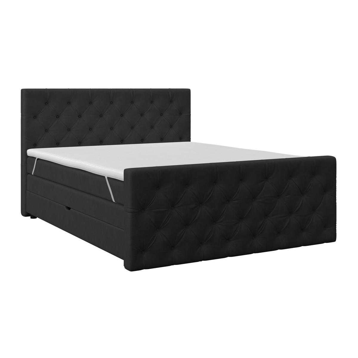 Boxspring Krevet Elio - bež/crna, Romantično / ladanjski, tekstil/plastika (160/200cm) - Modern Living