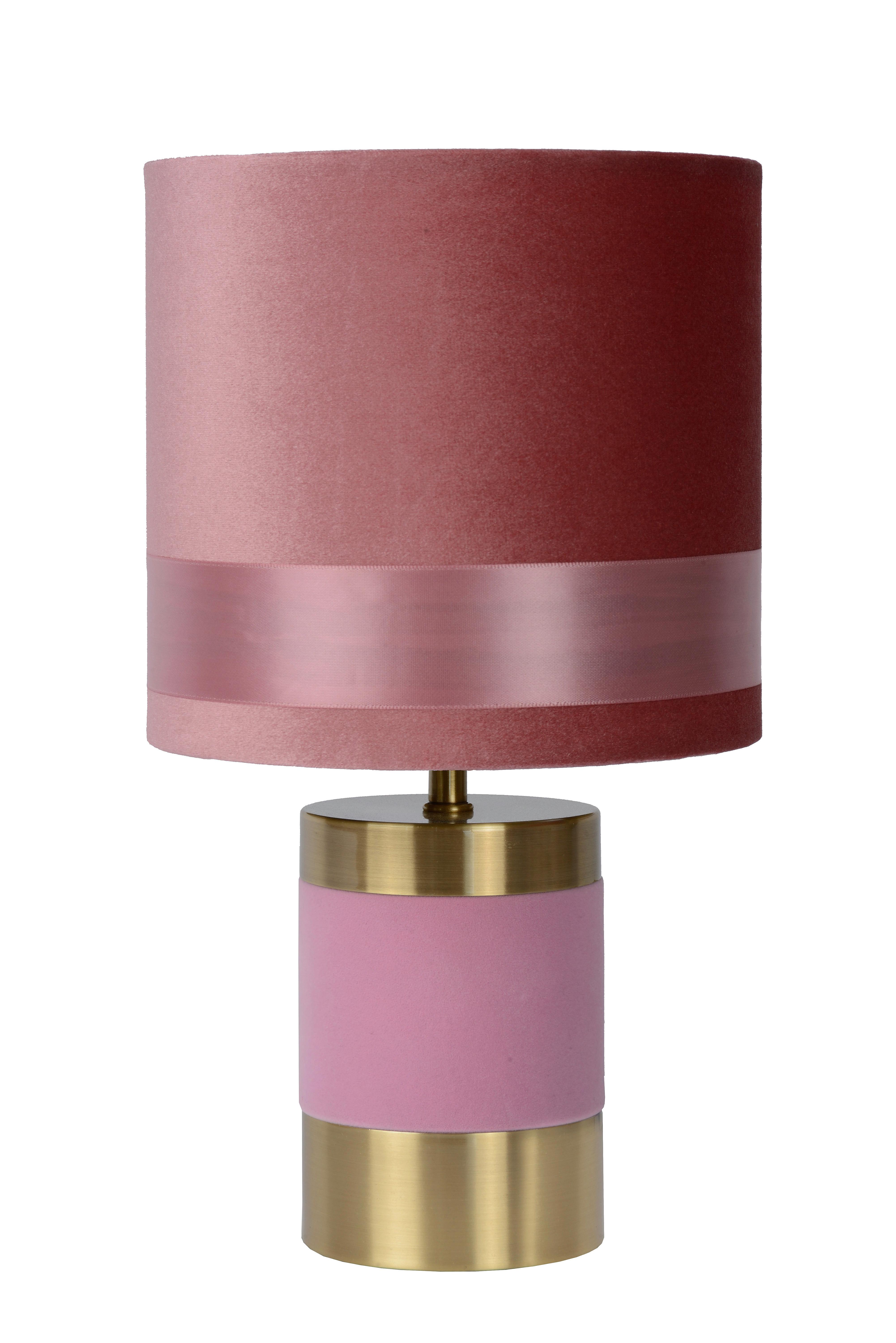 LAMPA STOŁOWA 10500/81/66 EXTRAVAGANZA FRIZZ - jaskrawy róż/kolor złoty, Konventionell, metal/tkanina (18/32cm) - Lucide